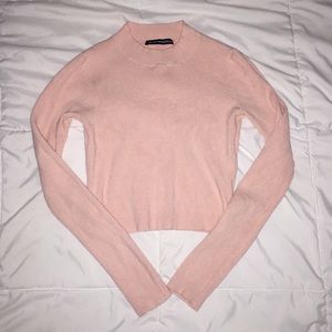 brandy melville pink mock neck sweater